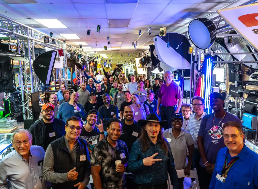 Matthew Hoyos with a large group at a photography event