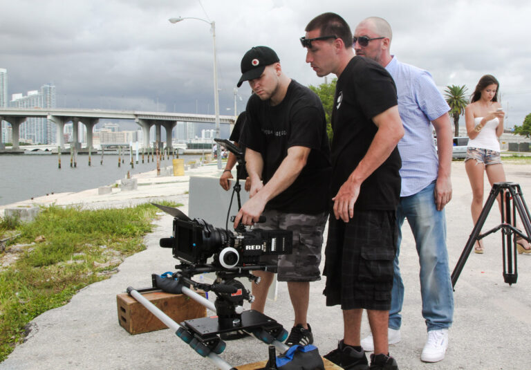 Directing a shoot with a RED camera on the Miami waterfront