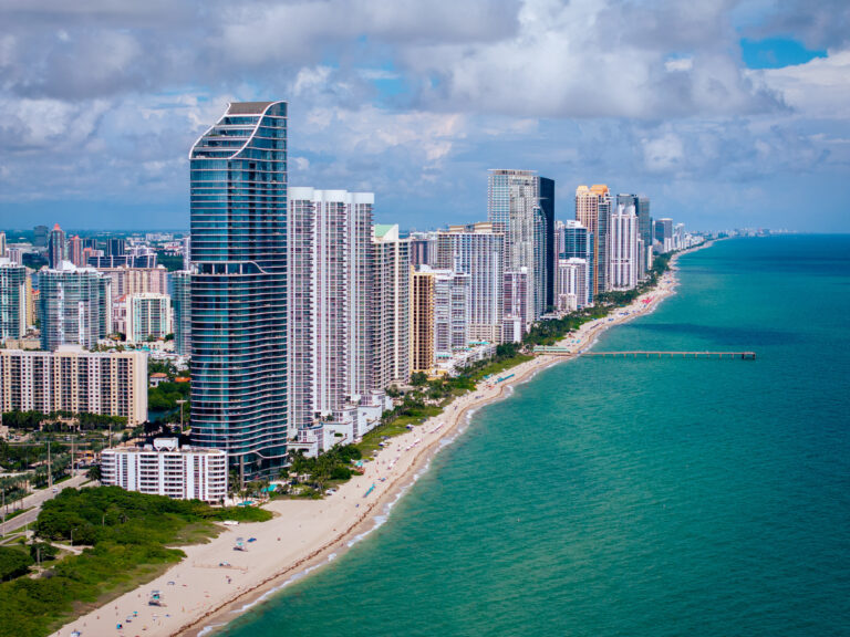 Aerial view of the Sunny Isles Beach skyline and coastline, by Arte City Media