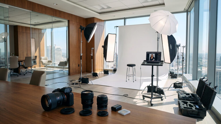 On-location portrait studio set up in a corporate office, by Arte City Media